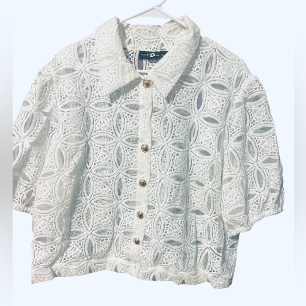 🤍💎Ashley Stewart Ivory Lace Blouse